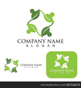 Family care leaf  logo and symbol vector