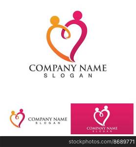 Family care love  logo and symbol vector