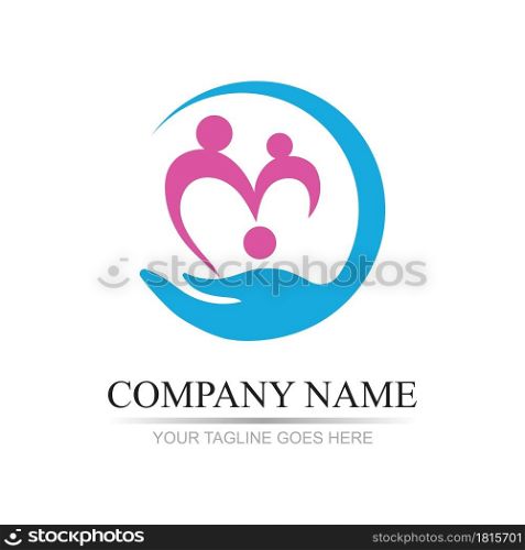 family care love logo and symbols illustration design