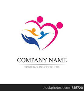 family care love logo and symbols illustration design