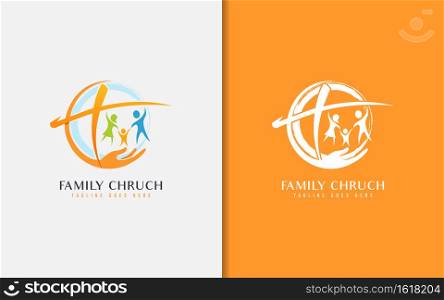 Family Church Logo Design. Usable For Business, Community, Foundation, Tech, Services Company. Vector Logo Design Illustration. Graphic Design Element.