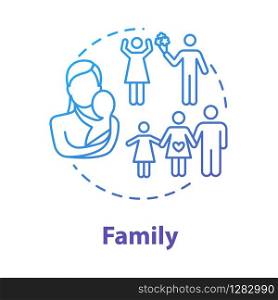 Family concept icon. Loving relationship. Marriage, motherhood. Self-building for fulfilling life. Couple planning for children idea thin line illustration. Vector isolated outline RGB color drawing