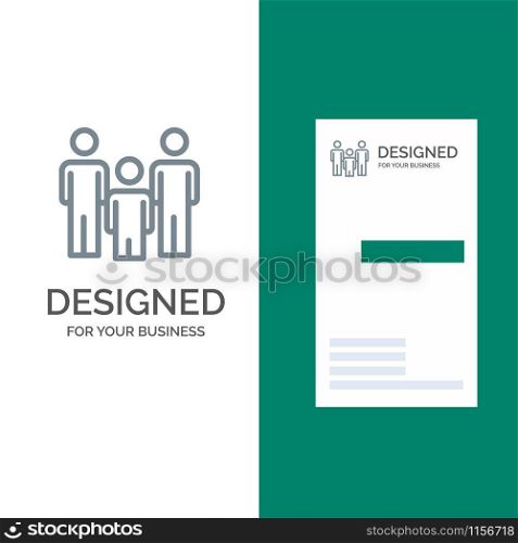 Family, Couple, Kids, Health Grey Logo Design and Business Card Template