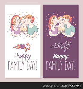 Family day. Happy family. Vector illustration.. Happy family. Vector illustration for the international family day. Happy parents and their children.