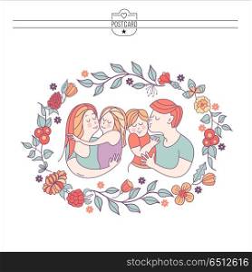 Family day. Happy family. Vector illustration.. Happy family. Vector illustration for the international family day. Happy parents and their children.