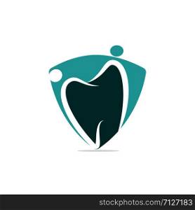 Family dental medical clinic logo design. Abstract human and tooth vector logo design.
