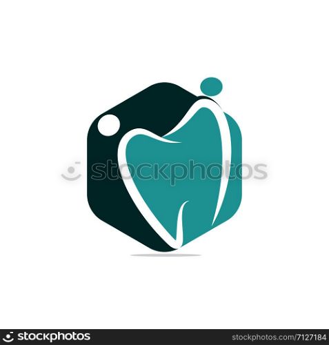 Family dental medical clinic logo design. Abstract human and tooth vector logo design.