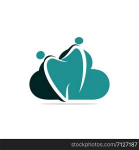 Family dental medical clinic logo design. Abstract human, tooth and cloud vector logo design.