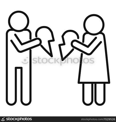 Family divorce icon. Outline family divorce vector icon for web design isolated on white background. Family divorce icon, outline style