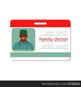 Family doctor medical specialist badge template for game design or medicine industry. Vector ilustration. Family doctor medical specialist badge