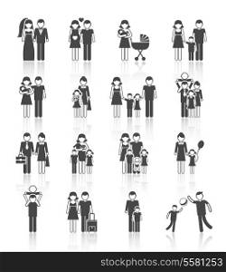 Family figures icons set of parents children couple isolated vector illustration