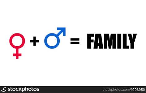 family formula man and woman, traditional family, vector. family formula man and woman, traditional family