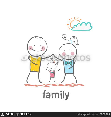 family. Fun cartoon style illustration. The situation of life.