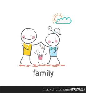 family. Fun cartoon style illustration. The situation of life.