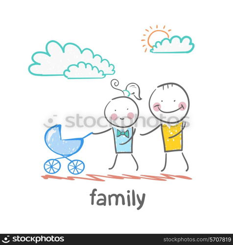 family. Fun cartoon style illustration. The situation of life.
