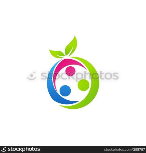 family health concept logo, nutrition fruit logo symbol icon vector design elements illustration