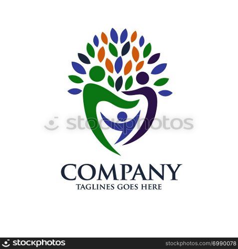 family health logo vector, Family tree logo and plant, family care symbol icon design vector.