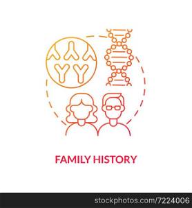 Family history red gradient concept icon. Arthritis risk factor abstract idea thin line illustration. Genetic disease. Inherited illness. Pain in knee. Vector isolated outline color drawing. Family history red gradient concept icon