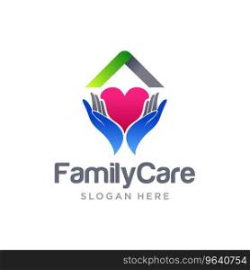 Family home care logo design Royalty Free Vector Image