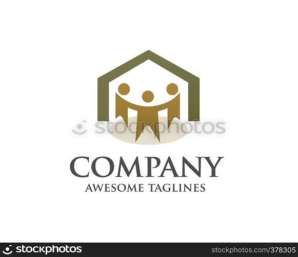 family house logo concept, creative joyful family vector logo template vector