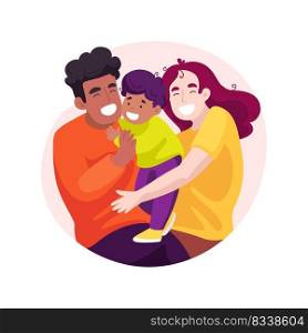 Family hugs isolated cartoon vector illustration. Parents and kids hugging, sitting on the sofa,χldren in the midd≤, family happy moment, sharing affection, giving a hug vector cartoon.. Family hugs isolated cartoon vector illustration.