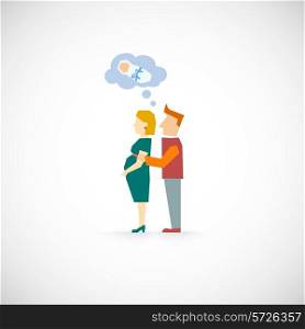 Family icon flat with married couple of pregnant woman and man vector illustration