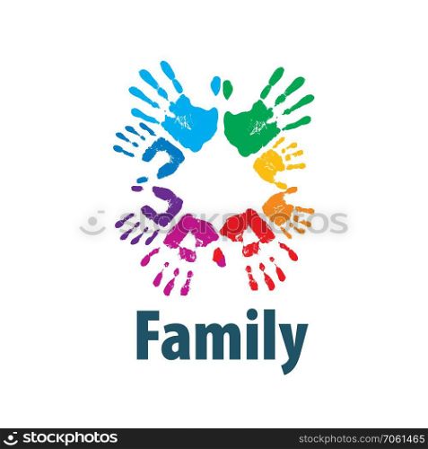 Family icon in the form of hands. Vector illustration.. Family icon in the form of hands. Vector illustration