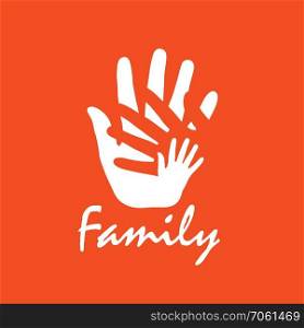 Family icon in the form of hands. Vector illustration.. Family icon in the form of hands. Vector illustration