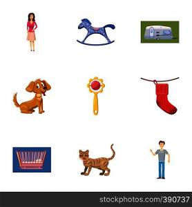 Family icons set. Cartoon illustration of 9 family vector icons for web. Family icons set, cartoon style
