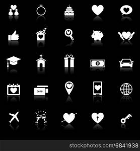 Family icons with reflect on black background, stock vector