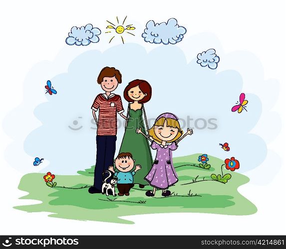 family in the park vector background