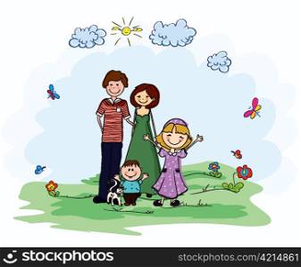 family in the park vector background