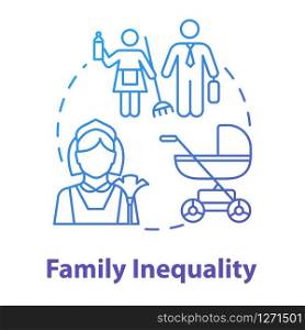 Family inequality blue concept icon. Relationship, marriage. Household chores and work. Gender equality idea thin line illustration. Vector isolated outline RGB color drawing