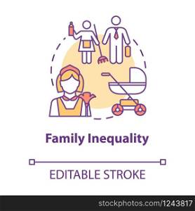 Family inequality concept icon. Relationship, marriage. Household chores and work. Gender equality idea thin line illustration. Vector isolated outline RGB color drawing. Editable stroke