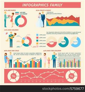 Family infographics set with man and woman relationships symbols anc charts vector illustration. Family Infographics Set