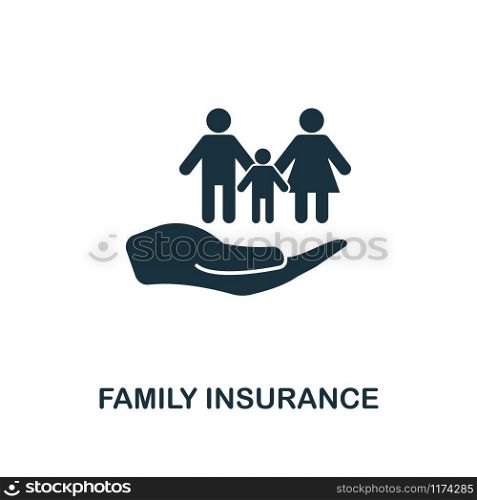 Family Insurance creative icon. Simple element illustration. Family Insurance concept symbol design from insurance collection. Can be used for mobile and web design, apps, software, print.. Family Insurance icon. Line style icon design from insurance icon collection. UI. Illustration of family insurance icon. Pictogram isolated on white. Ready to use in web design, apps, software, print.