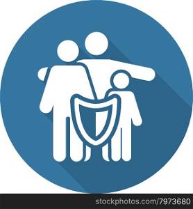 Family Insurance Solutions and Services Icon. Flat Design. Long