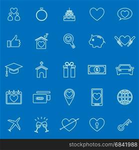 Family line color icons on blue background, stock vector