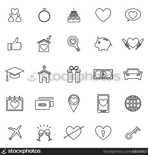 Family line icons on white background, stock vector