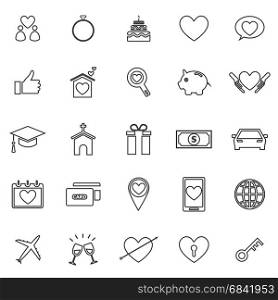 Family line icons on white background, stock vector