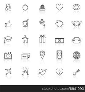 Family line icons with reflect on white background, stock vector