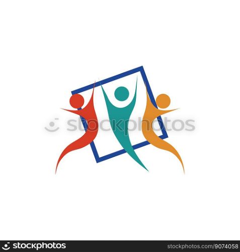Family Logo Design Template - vector Family logo consisting of simple figures of father, mother and son used for family medicine practice, team, group, friendship.