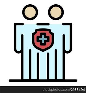 Family medical protection icon. Outline family medical protection vector icon color flat isolated. Family medical protection icon color outline vector