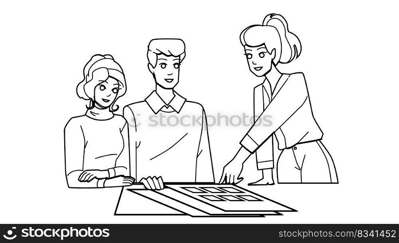 family meeting line pencil drawing vector. man woman, happy couple, home female, smiling together, young financial, communication advisor family meeting character. people Illustration. family meeting vector