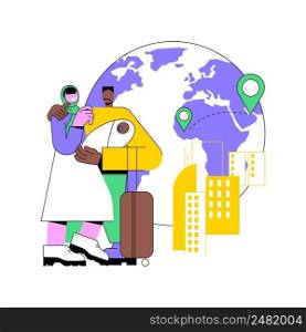 Family migration abstract concept vector illustration. Migration of families, movement abroad, refugee group, relocation, travel with kids, sponsopship, immigration program abstract metaphor.. Family migration abstract concept vector illustration.