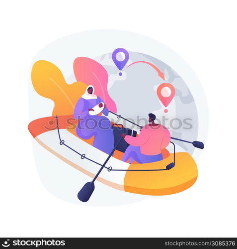 Family migration abstract concept vector illustration. Migration of families, movement abroad, refugee group, relocation, travel with kids, sponsopship, immigration program abstract metaphor.. Family migration abstract concept vector illustration.