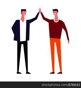 Family people brothers or friends. Vector cartoon faceless father and son give high five hand gesture. Vector family people brothers or friends