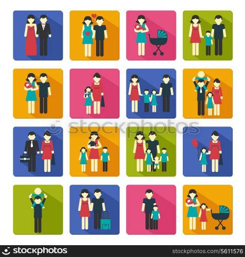 Family people figures website icons set of parents children married couple isolated vector illustration