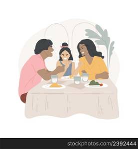 Family restaurant isolated cartoon vector illustration Opening fortune cookies, reading chinese prophecies, family sitting in a restaurant, a night out, eating together vector cartoon.. Family restaurant isolated cartoon vector illustration
