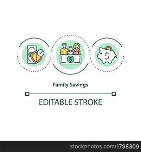 Family savings concept icon. Financial management. Common budget allocation. Resources accumulation abstract idea thin line illustration. Vector isolated outline color drawing. Editable stroke. Family savings concept icon